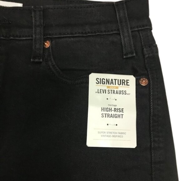 NWT Levi Strauss Signature Gold Women's Heritage High Rise Straight Black Jeans - Picture 4 of 13